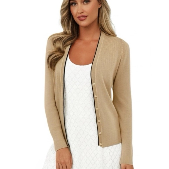 Vintage 90s THE LIMITED Silk Blend Cardigan Sweater Stretchy Knit Beige Size M/L - Picture 10 of 10